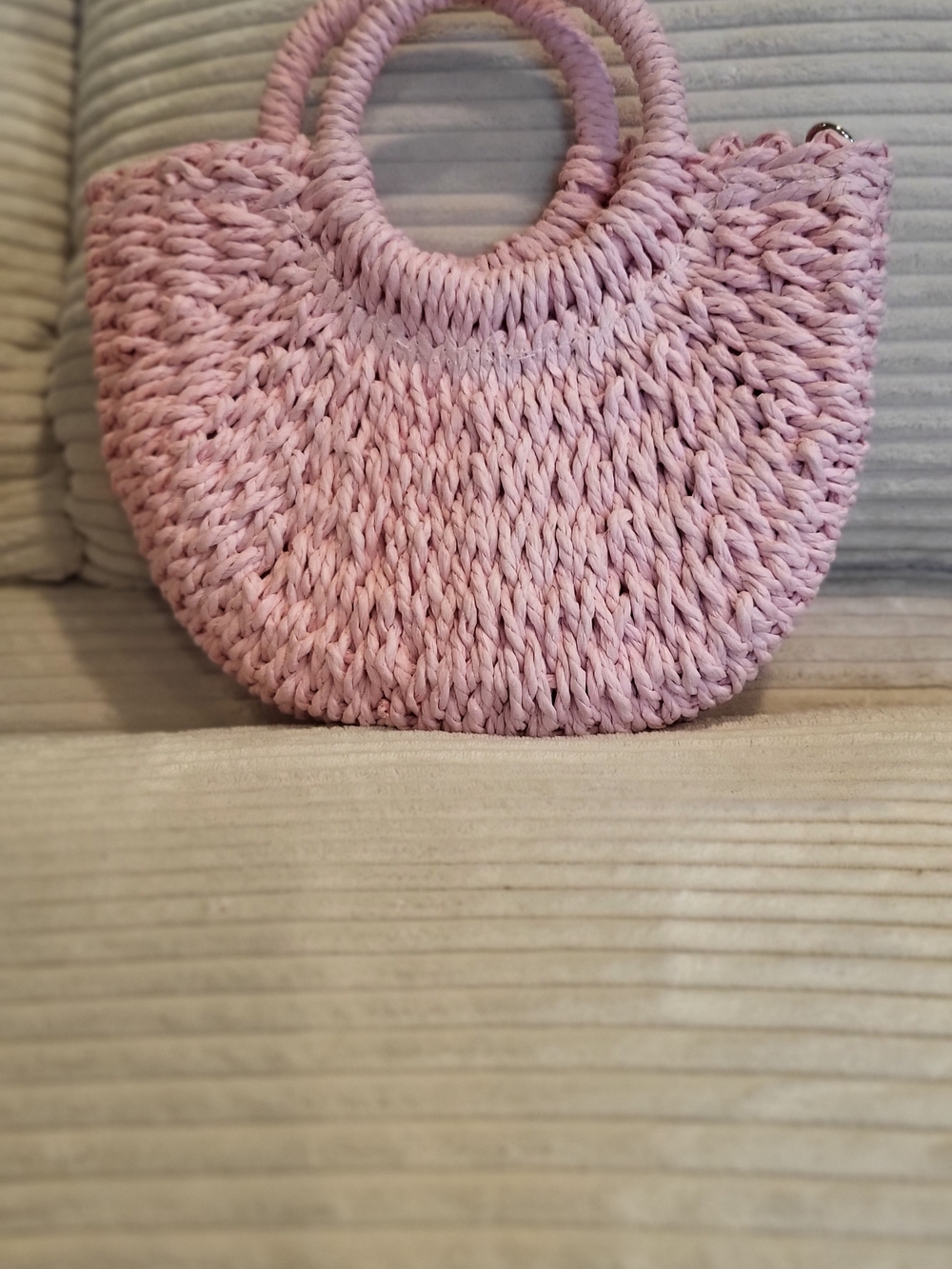 Pink Woven Round-Handle Tote Bag - Women